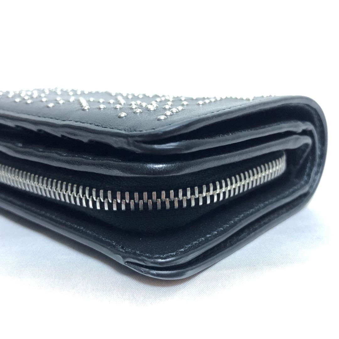 ほぼ未使用　近年モデル✨　ジミーチュウ　二つ折り財布　スタースタッズ　レザー　黒