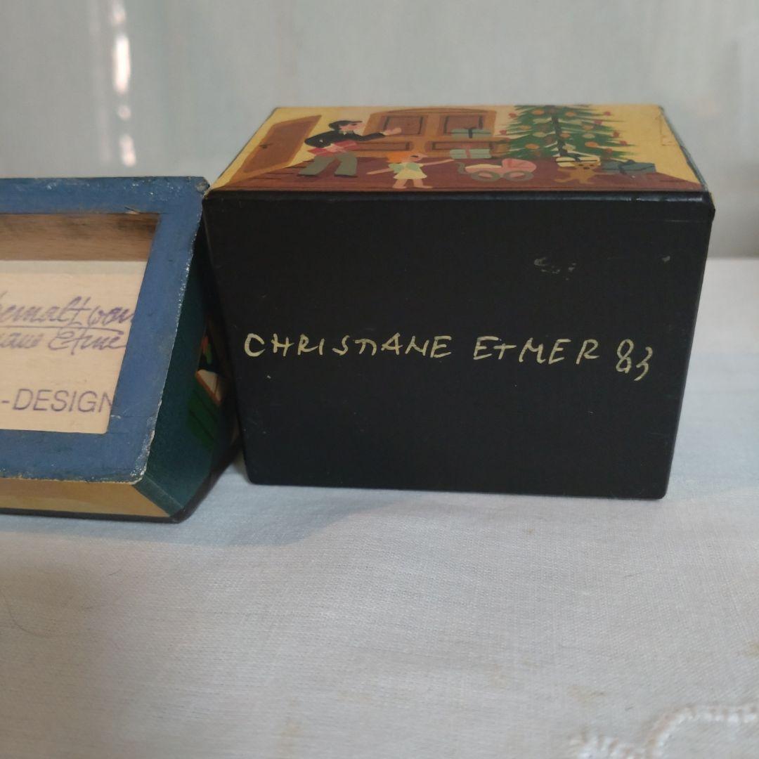 ビンテージ西ドイツETMER-DESIGN製手描クリスマスデザイン木製オルゴール