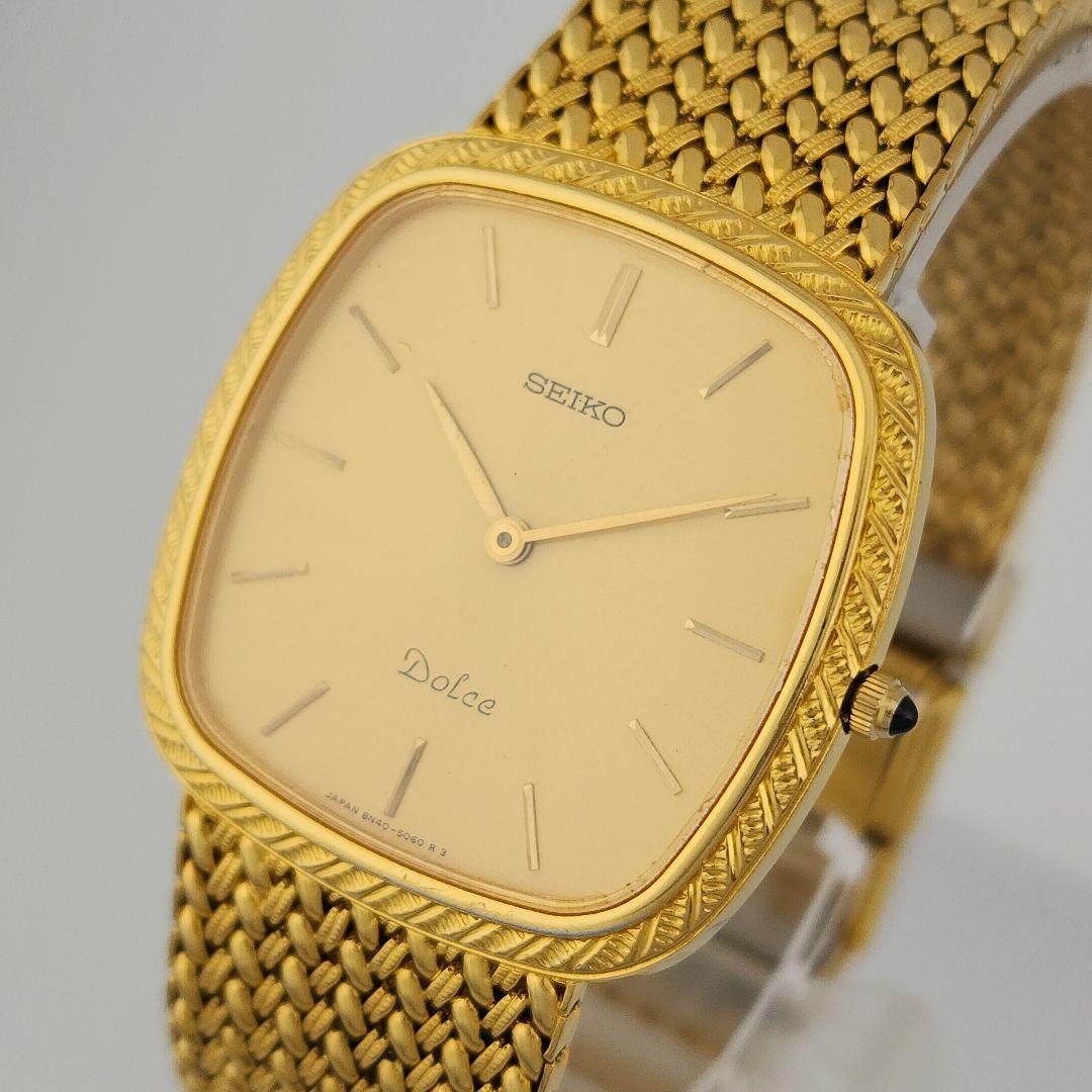 【稼働 新品電池】セイコー ドルチェ 8N40-5040 ゴールド文字盤