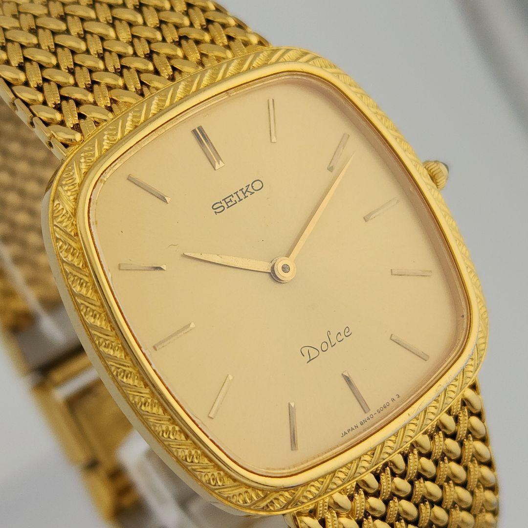 【稼働 新品電池】セイコー ドルチェ 8N40-5040 ゴールド文字盤