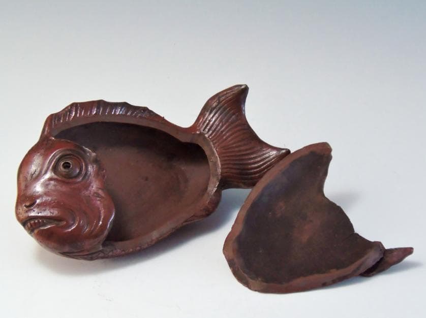 鯛 香炉 置物 古備前 骨董 備前焼 約20cm レア古備前・レア備前焼 骨董品