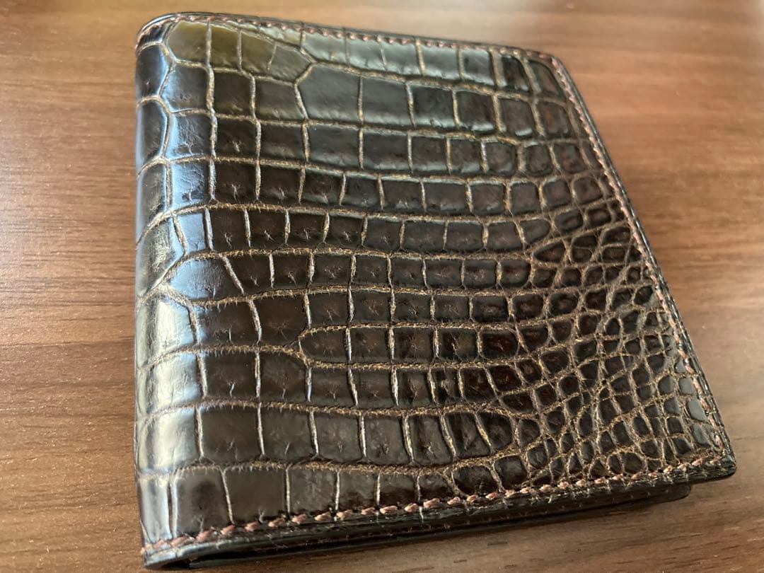 【美品】万双 クロコダイルミニ財布（小銭入付）＋専用クリーム付き