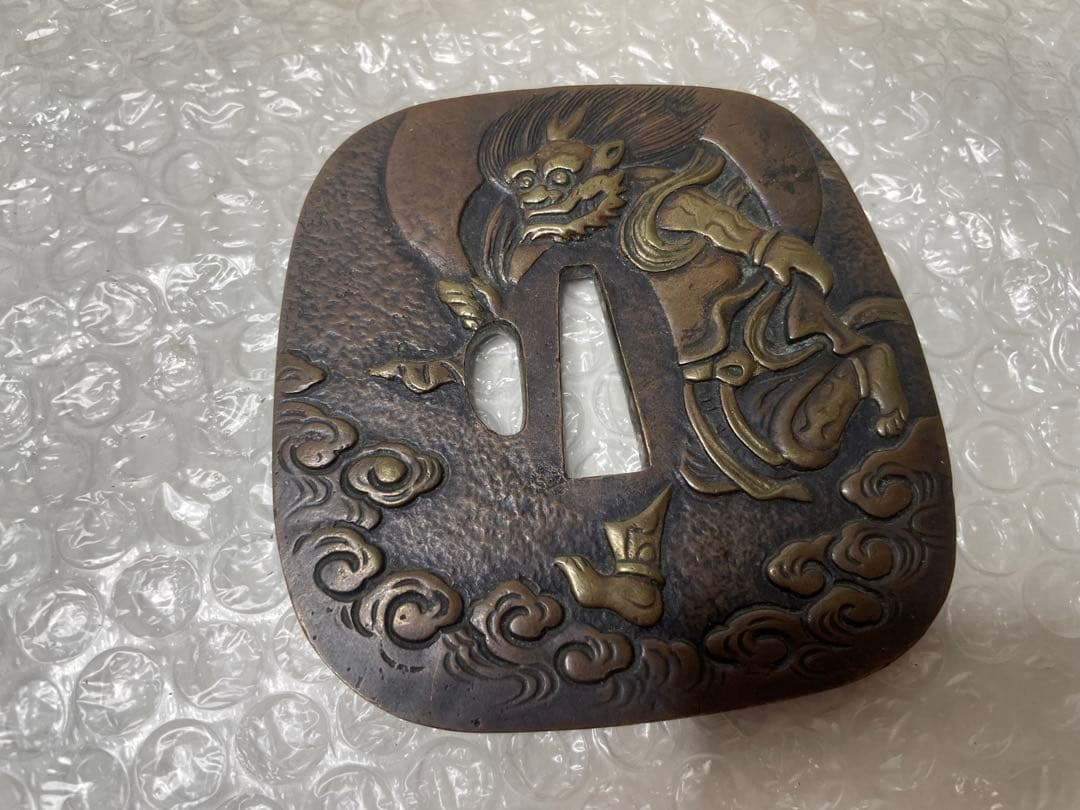 刀の鍔　鐔　つば　風神図　光琳之図　石黒政明(花押)