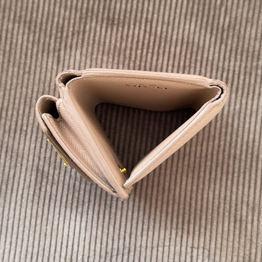 ICチップ搭載 正規品 PRADA 三つ折り財布 ピンクベージュ CAMMEO