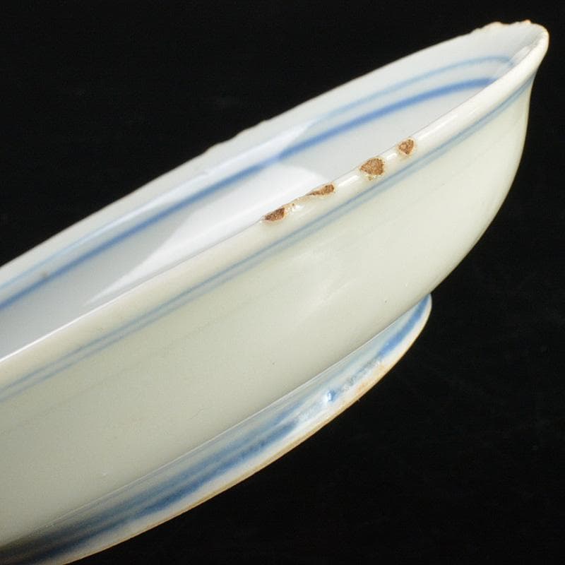 和食器 九谷焼 古九谷 角福銘 染付 古染写 丸文皿 小皿 十客 V R7019