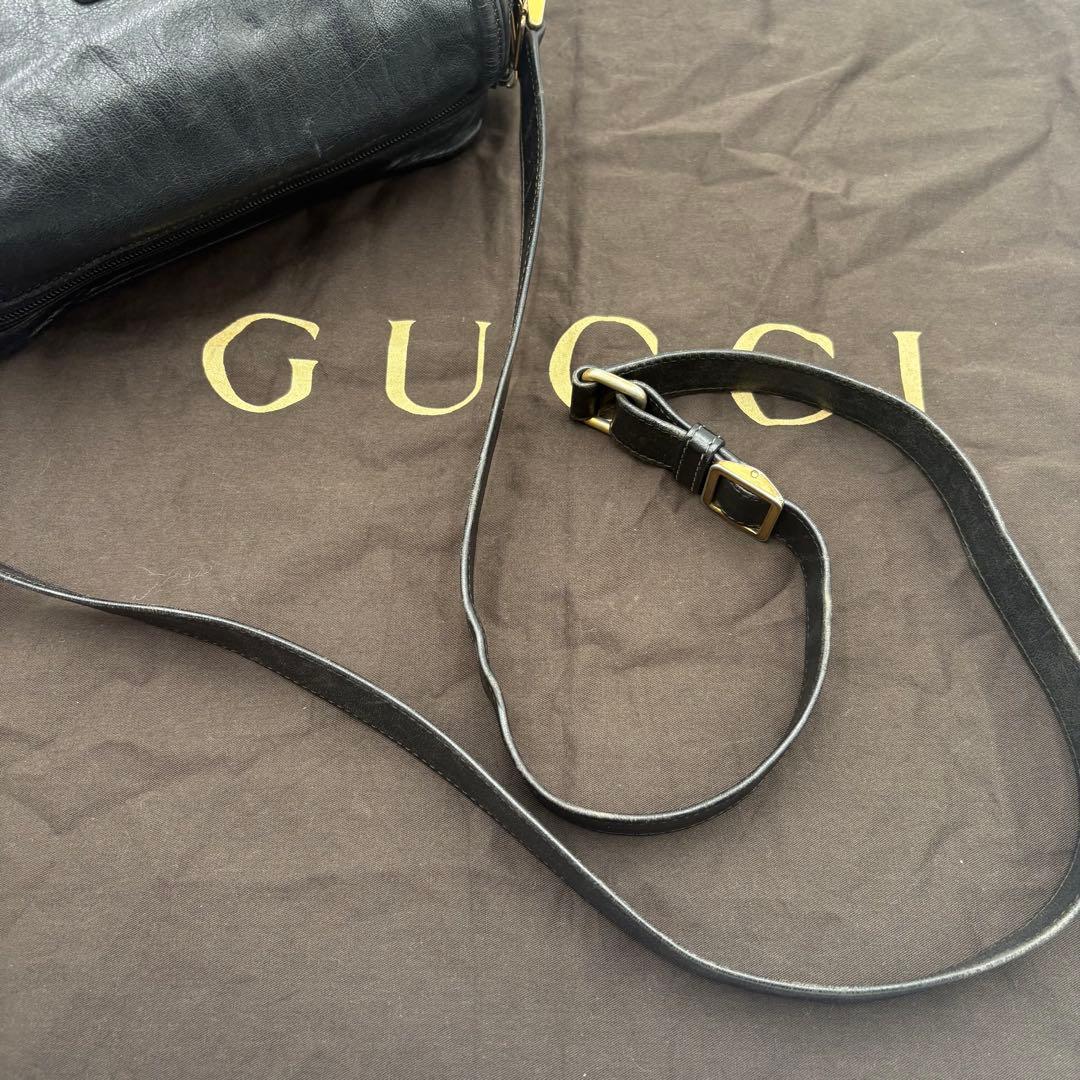 ◎希少◎グッチ　ショルダーバッグ　インターロッキング　斜め掛け　ブラック　レザー
