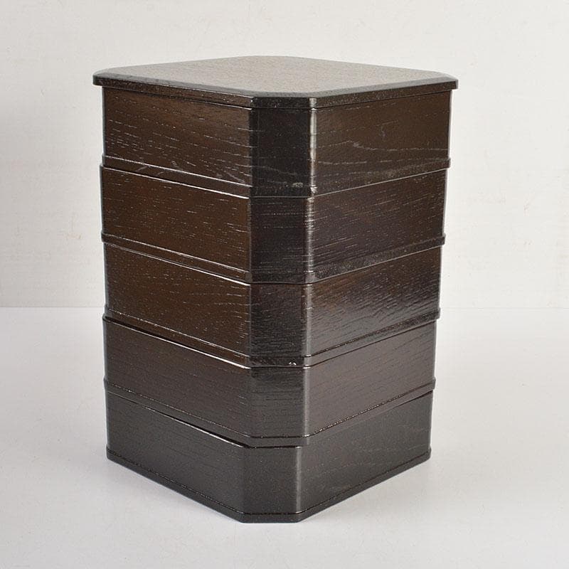 茶道具　黒真塗　縁高重　五段重箱　N　6770C