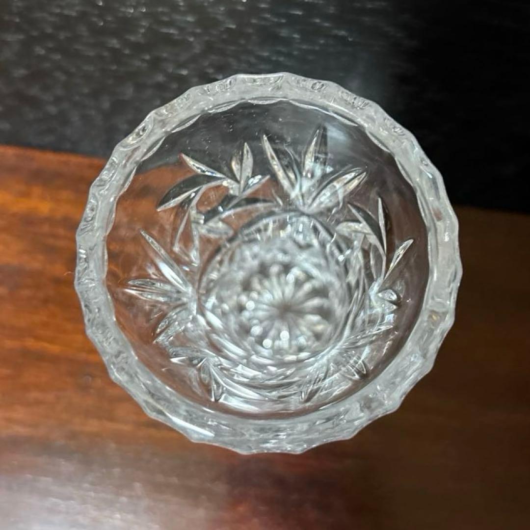 ボヘミアングラス ミニ花瓶 一輪挿し カットガラス クリスタル調 昭和