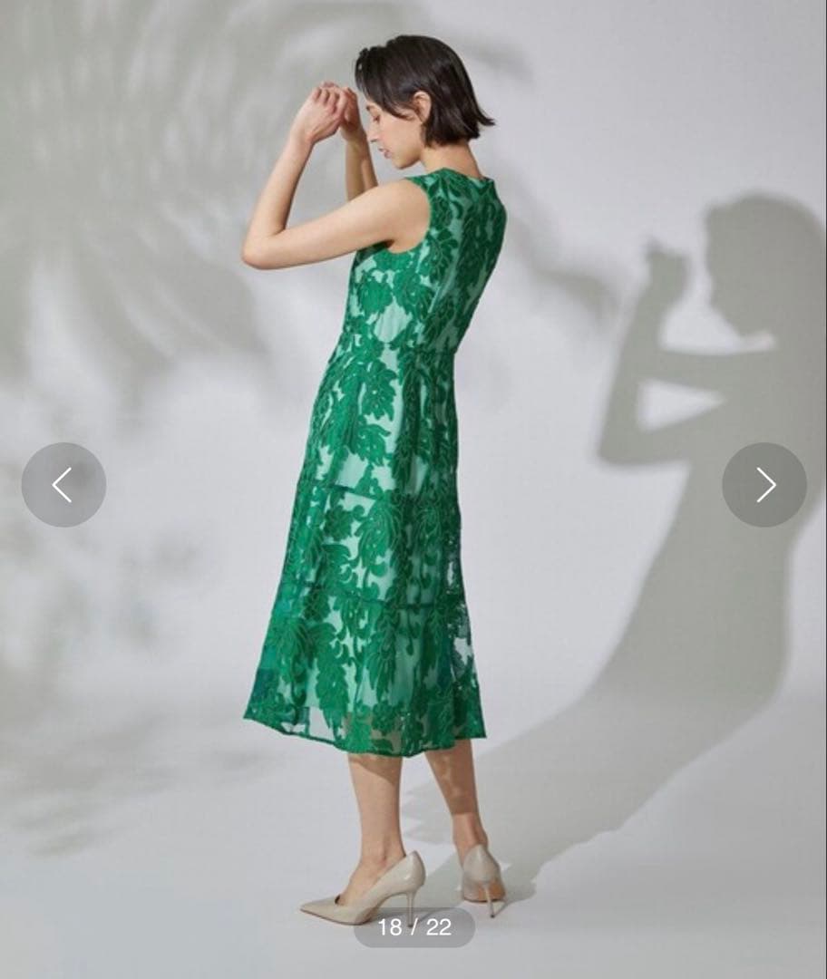 グレースコンチネンタル コード刺繍フレアドレス 36 ワンピース