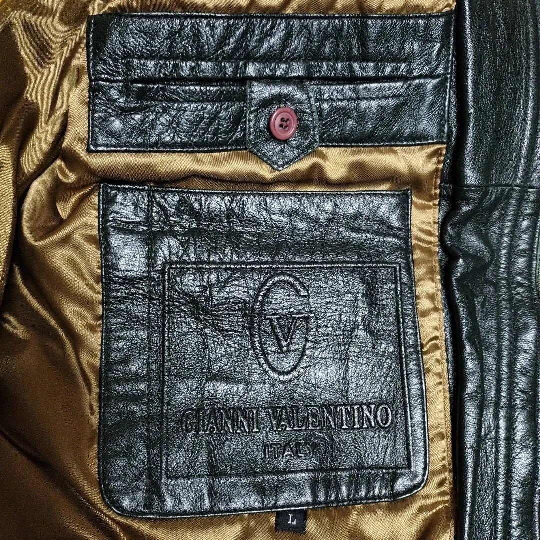 超美品 GIANNI VALENTINO ブラックレザージャケット L 軽量 - メルカリ