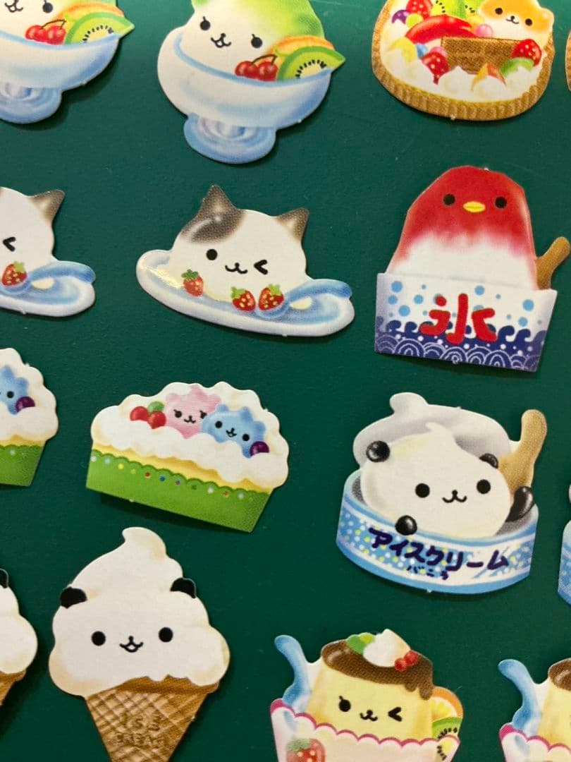 平成レトロ スイーツ 動物 アニマル フレークシール 当時物　たべもの　シール