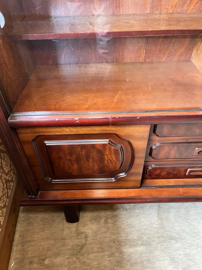 ヴィンテージ レトロ 木製 ガラス扉 キャビネット サイドボード