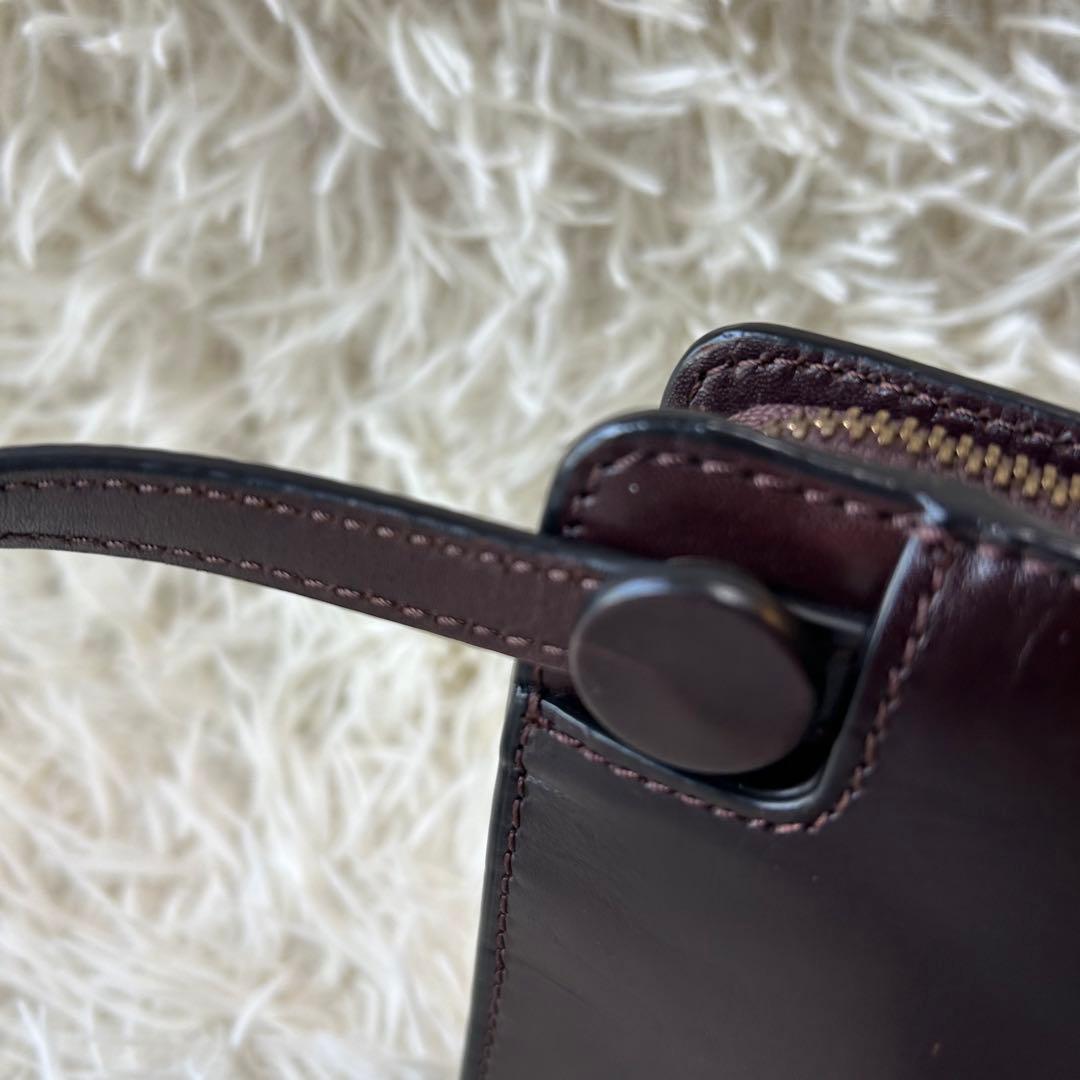 美品 マザーハウス アンティーク サコッシュ ロゴ刻印 レザー ブラウン