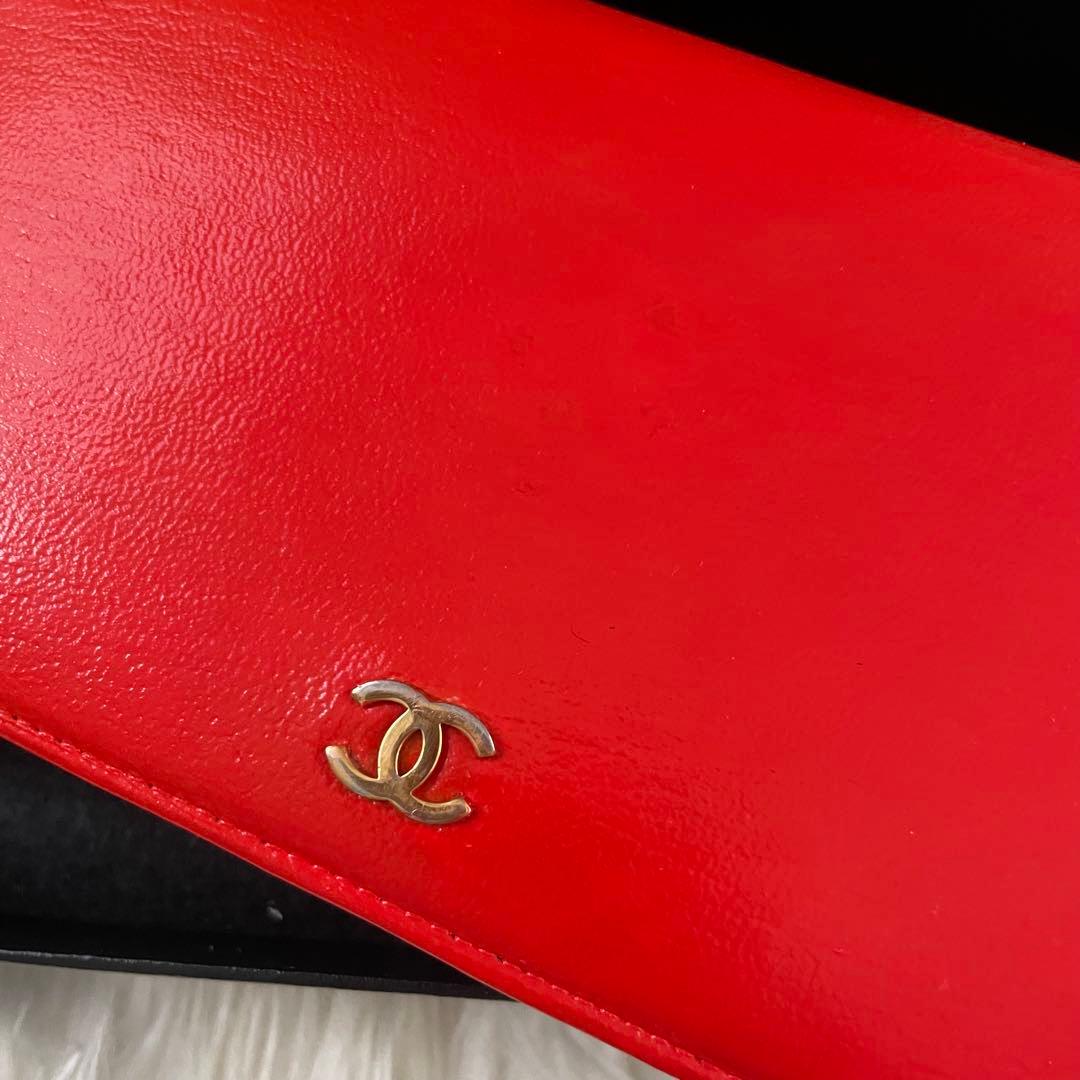 シャネル 長財布 ファスナー付き 財布 ココマーク オレンジ CHANEL