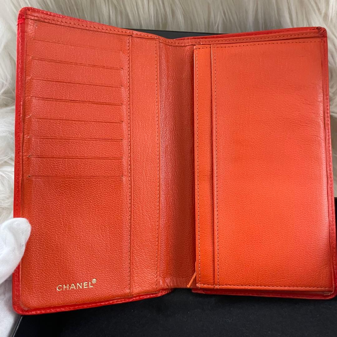 シャネル 長財布 ファスナー付き 財布 ココマーク オレンジ CHANEL