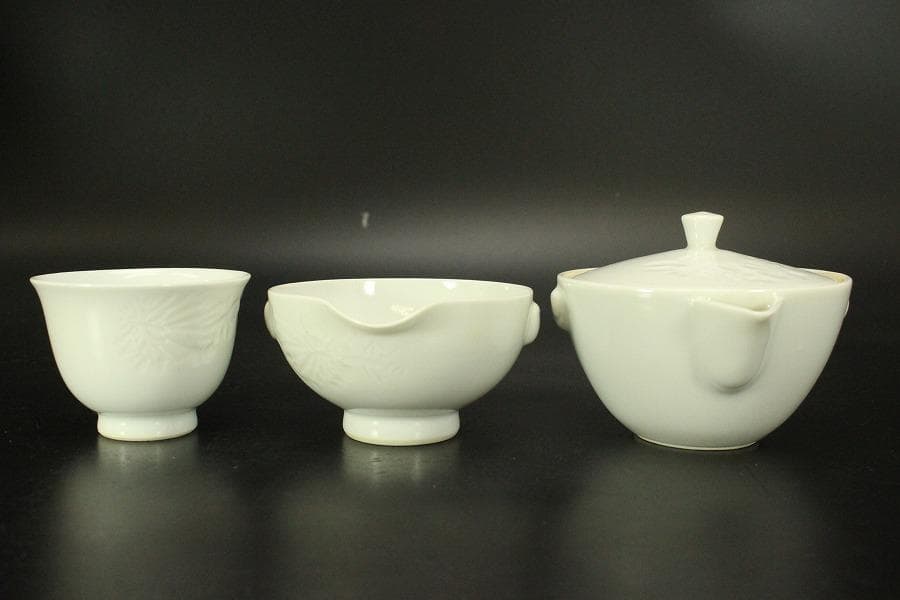 出石焼 煎茶器 宝瓶 湯冷 碗 共箱(メ1537)