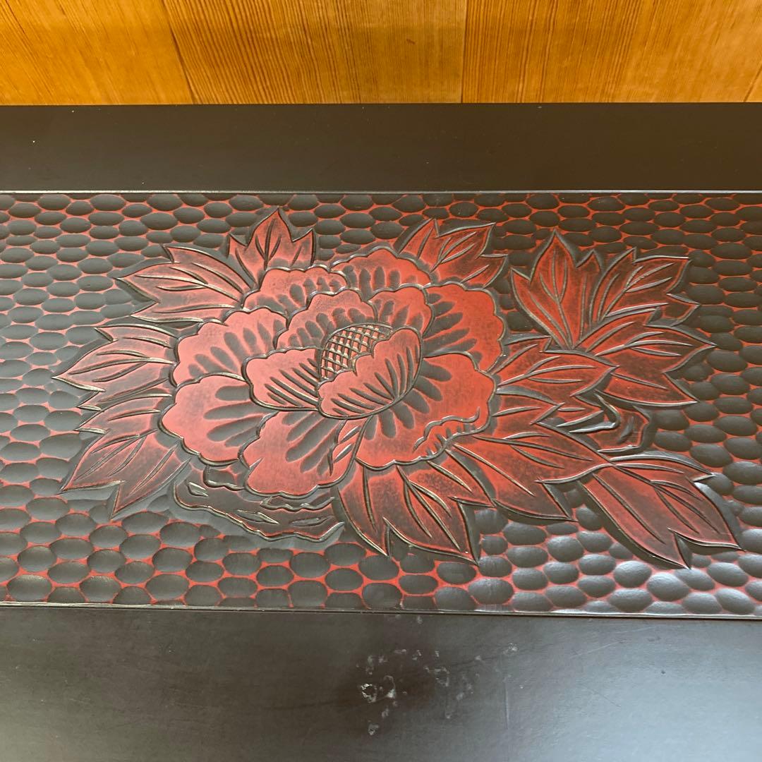 文机 鎌倉彫 花柄 折りたたみ レトロモダン 昭和レトロ 花台 写経台