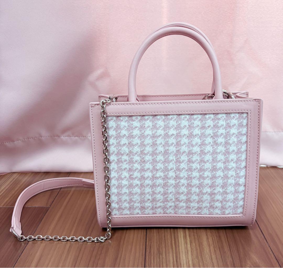 Lumignon houndstooth 2way bag ピンク