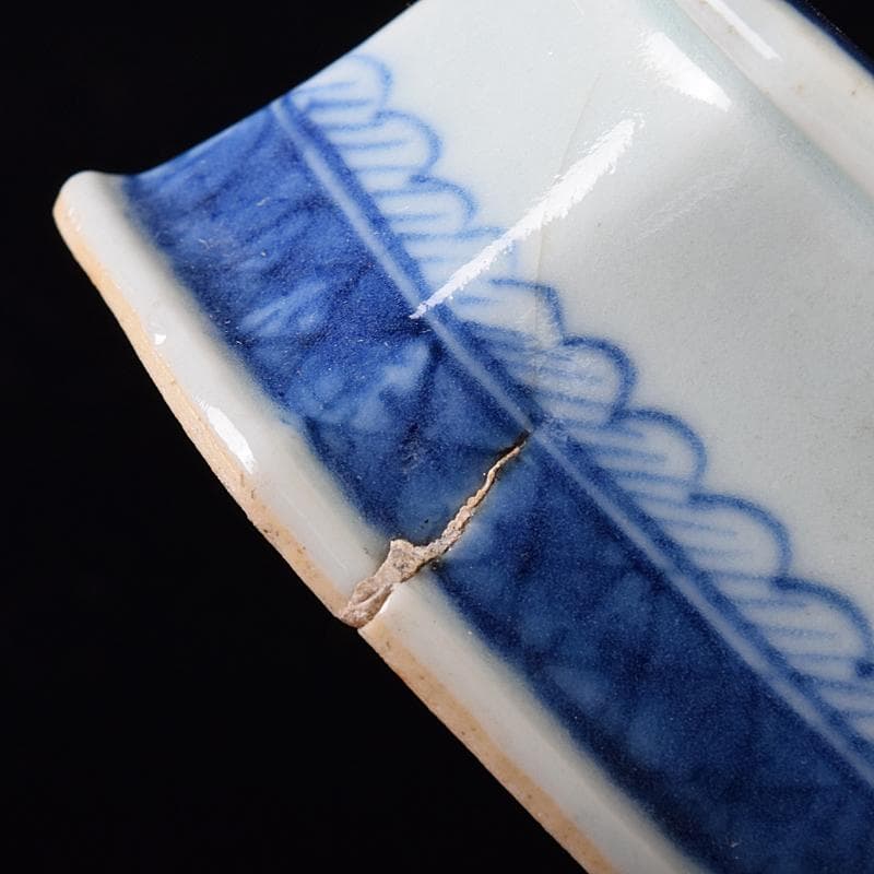 中国 青花 山水文 八角水孟 筆洗 V R7988 美術品・アンティーク