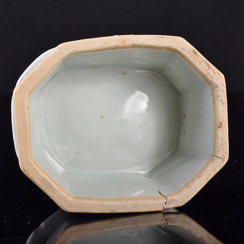 中国 青花 山水文 八角水孟 筆洗 V R7988