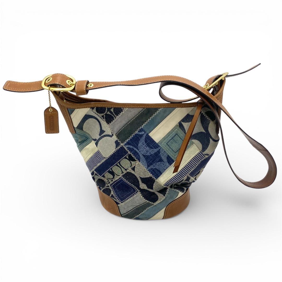 【COACH】デニム×パッチワーク バケツ型ショルダーバッグ