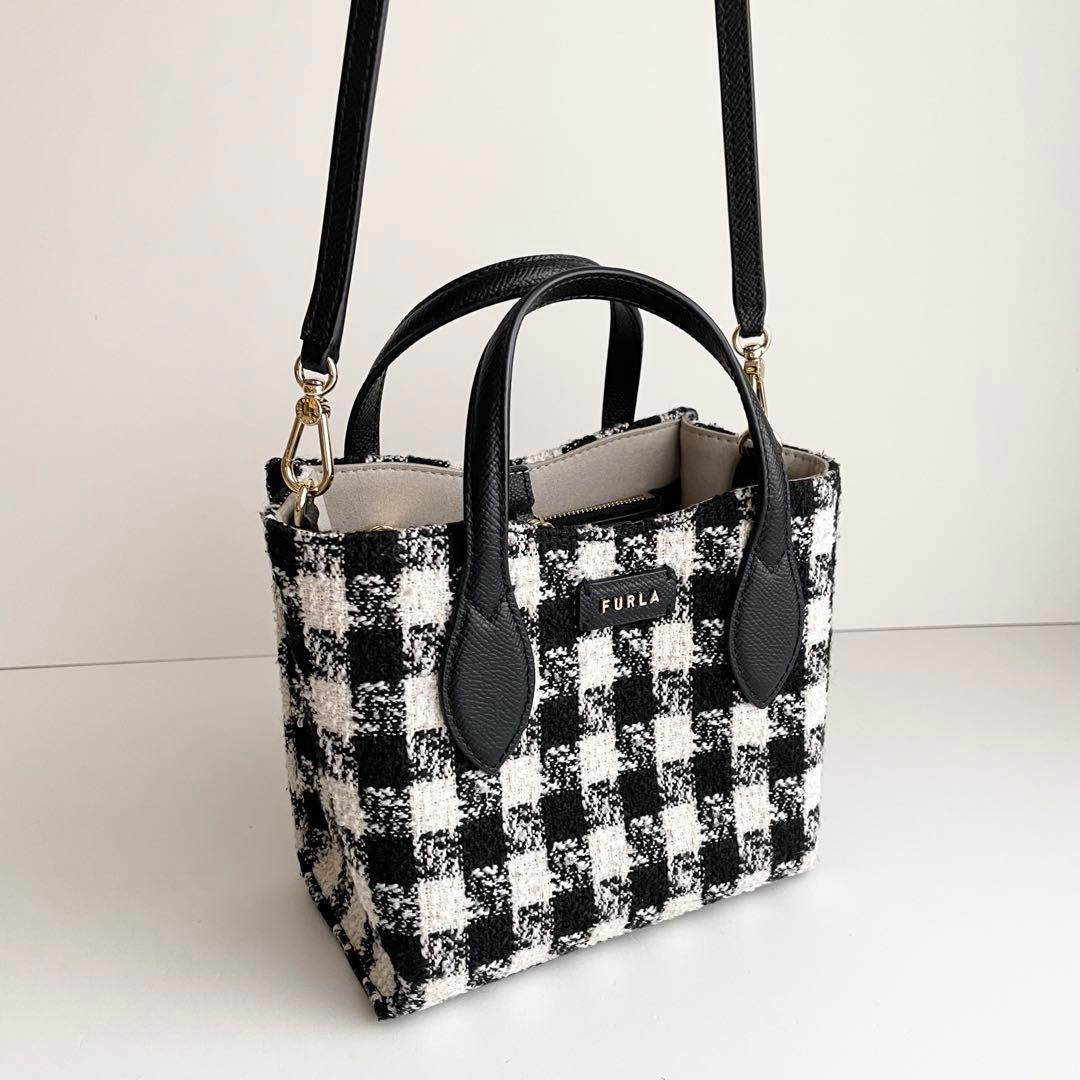 フルラ FURLA ハンドバッグ 2way エラ ツイード ブラック 新品保管