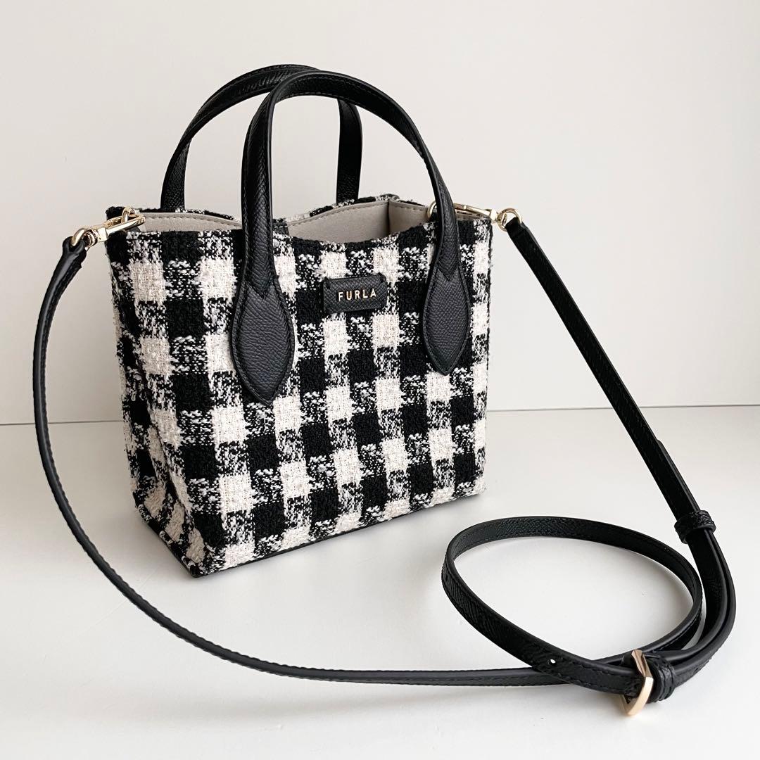 フルラ FURLA ハンドバッグ 2way エラ ツイード ブラック 新品保管