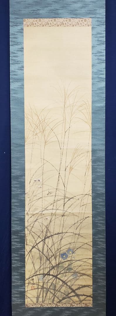 【秋草に虫図/秋叢】小寺雲洞 2575 共箱　掛け軸　肉筆