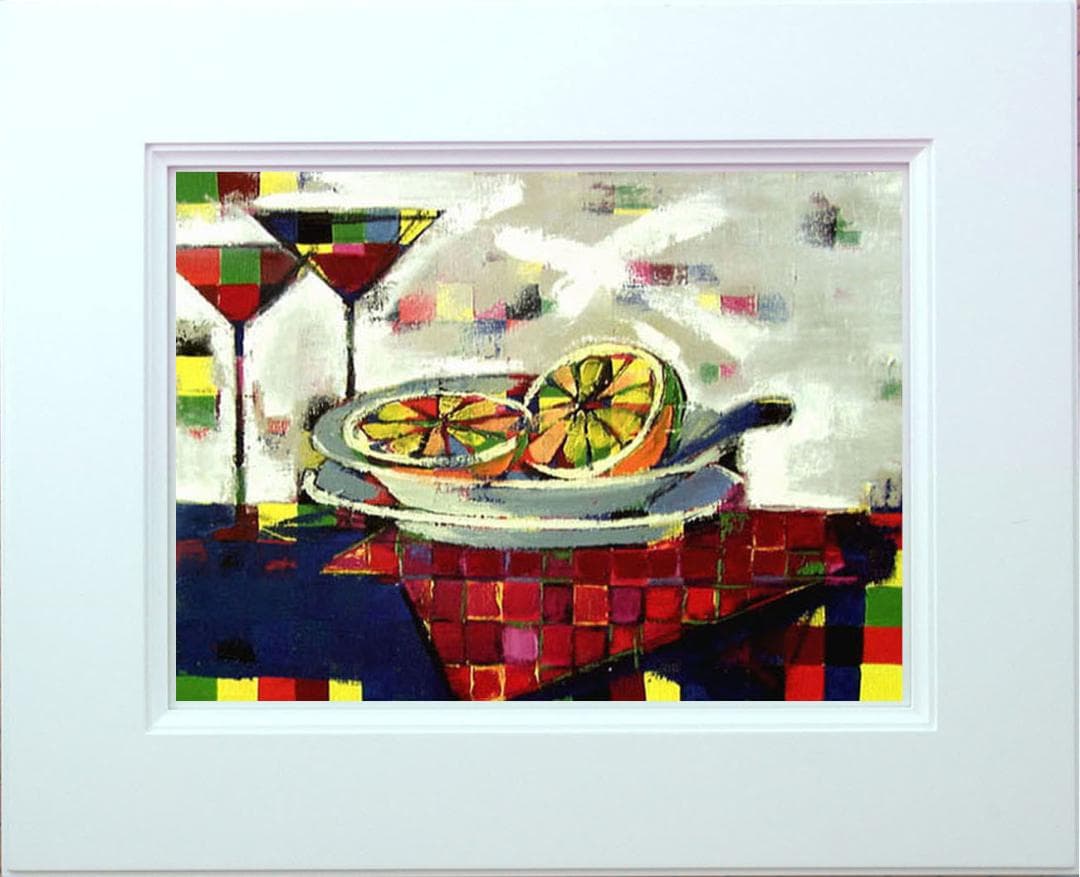 油絵 菅家令子 インテリア uF6-061703 静物 フルーツ グラス