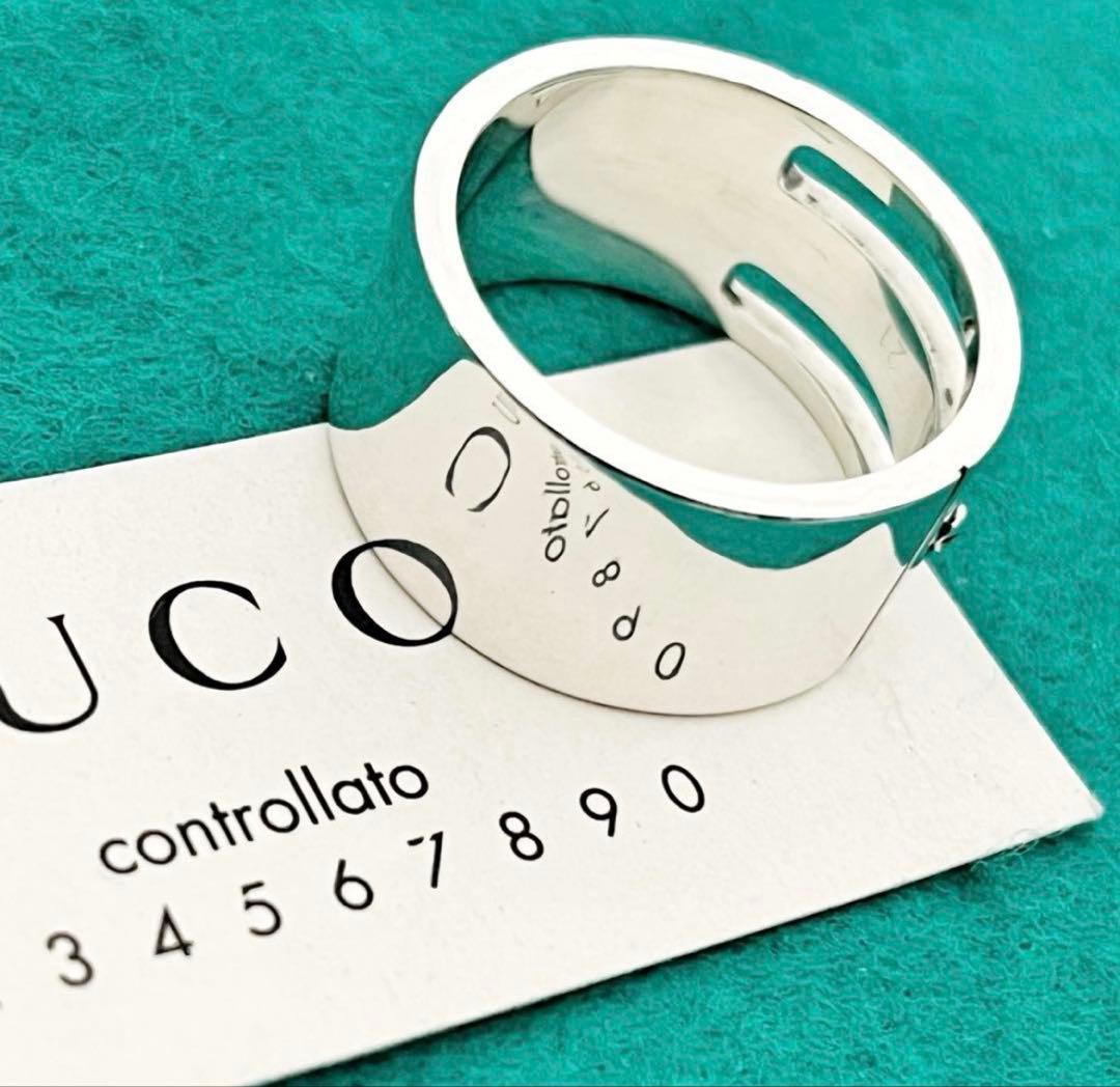 美品‼️GUCCI 指輪　ロゴワイドリング　20号