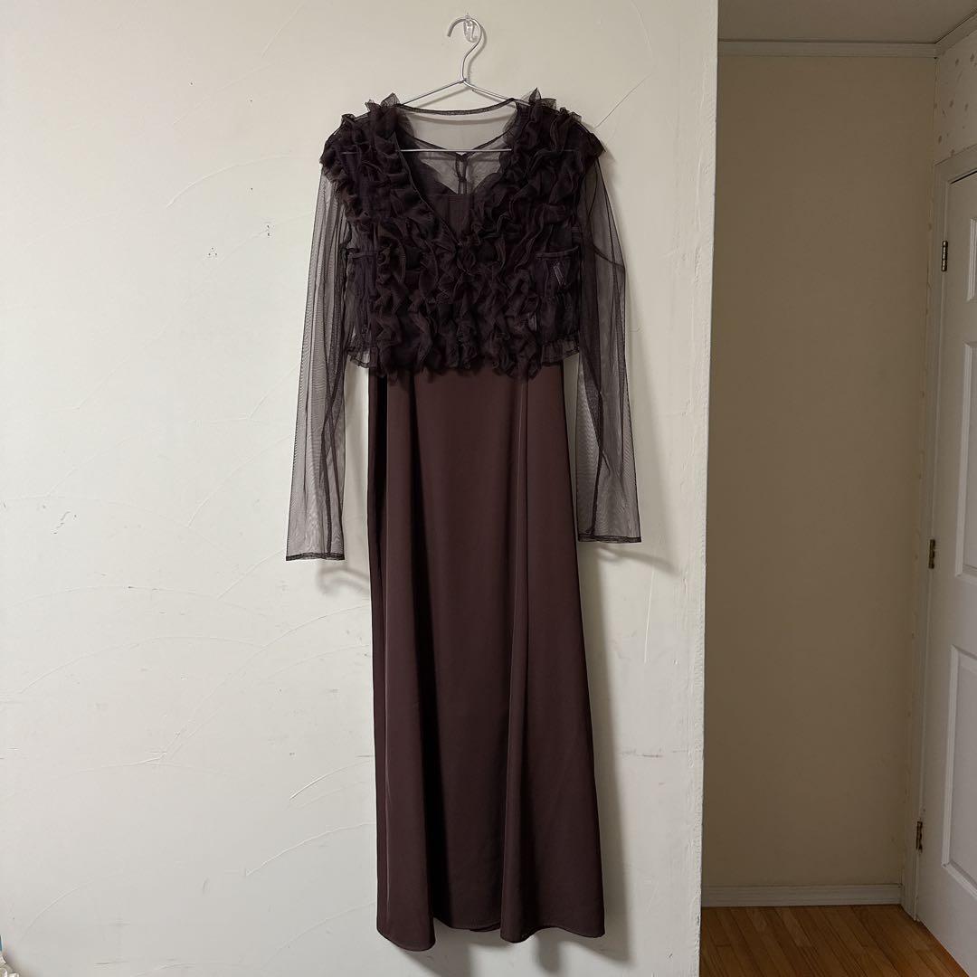 チュール フリル ベスト シアー トップス ワンピース 3点セット