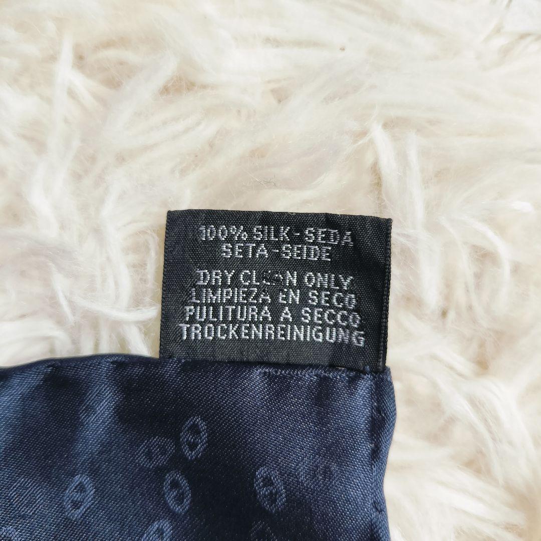 美品☆HERMESエルメス☆メンズスカーフ/ポケットチーフ ネイビー 総柄