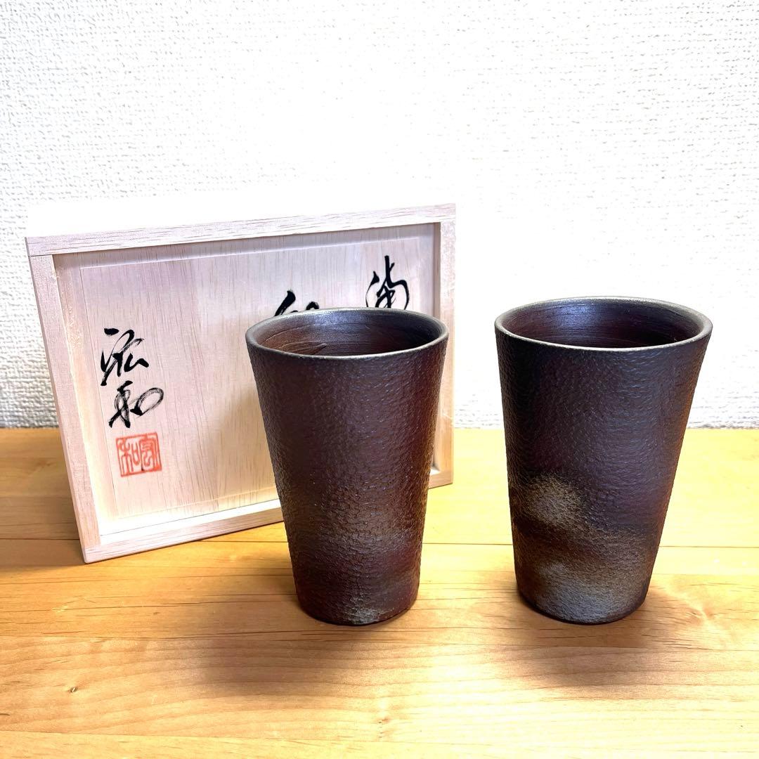 らっきょ 備前焼 徳利 らっきょ徳利 花入れ 酒器 陶芸 共箱付き｜