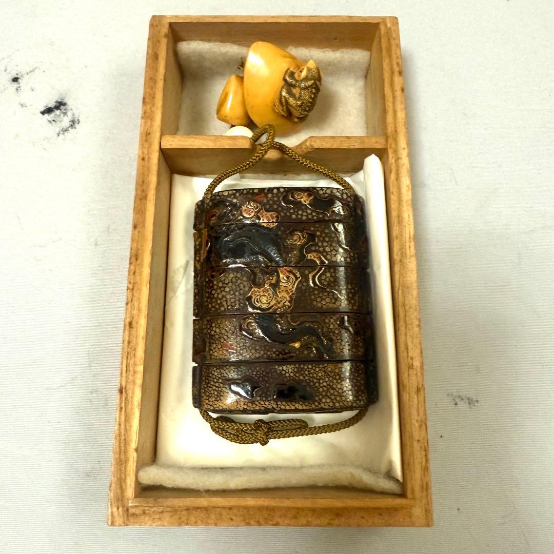 時代物 雲龍高蒔絵印籠 根付 かえる - メルカリ