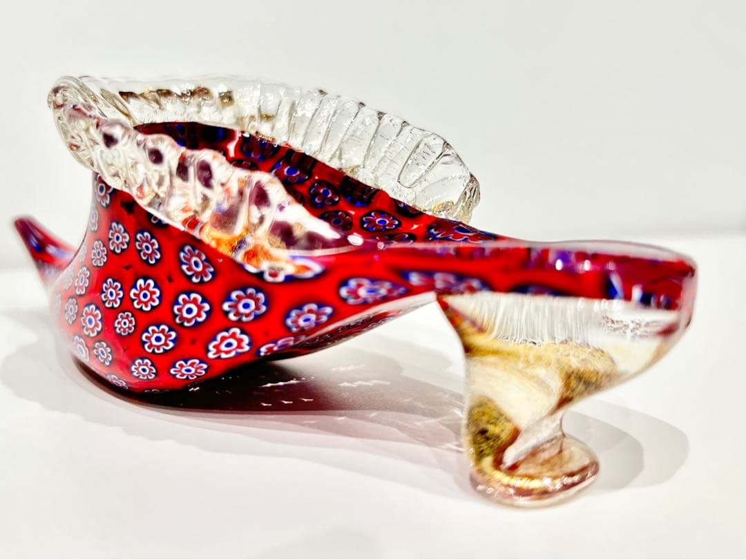 レトロポップ ベネチアンガラス ムラーノ ミルフィオリ 靴 花 ペーパー