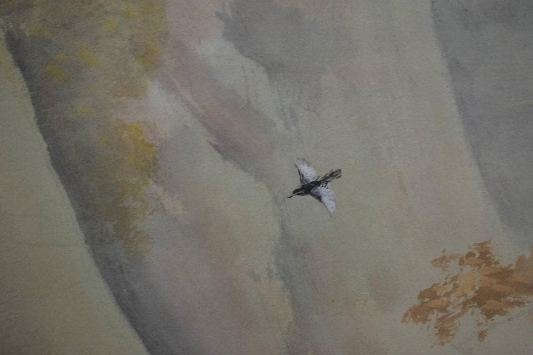 真作/佐藤古岫/竜頭峡/秋色図/秋景山水/小禽図/桐共箱付/布袋屋掛軸HJ-28