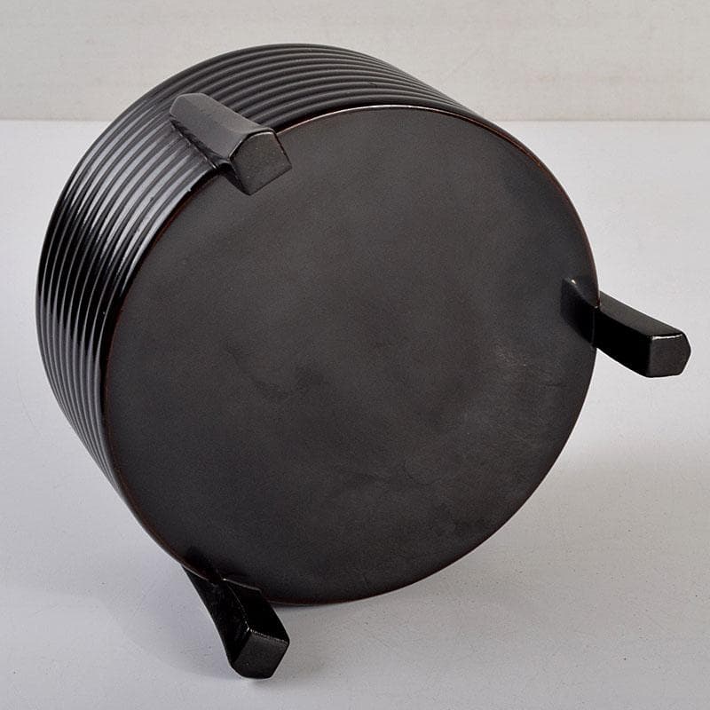 茶道具　黒漆　老松蒔絵　足付に段丸重　重箱　時代箱　C　8893