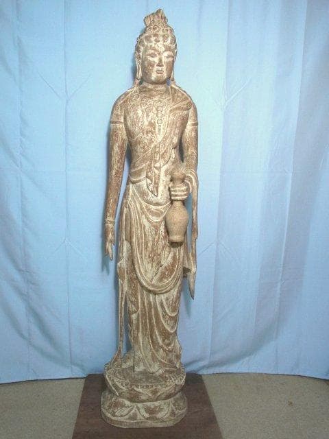 家宝に！【仏像　観音菩薩立像　等身大　木彫　骨董　◆掘り出し】★仏教美術　佛　仏 家宝に！【仏像 観音菩薩立像 等身大 木彫 骨董 ◇掘り出し】☆仏教美術 佛