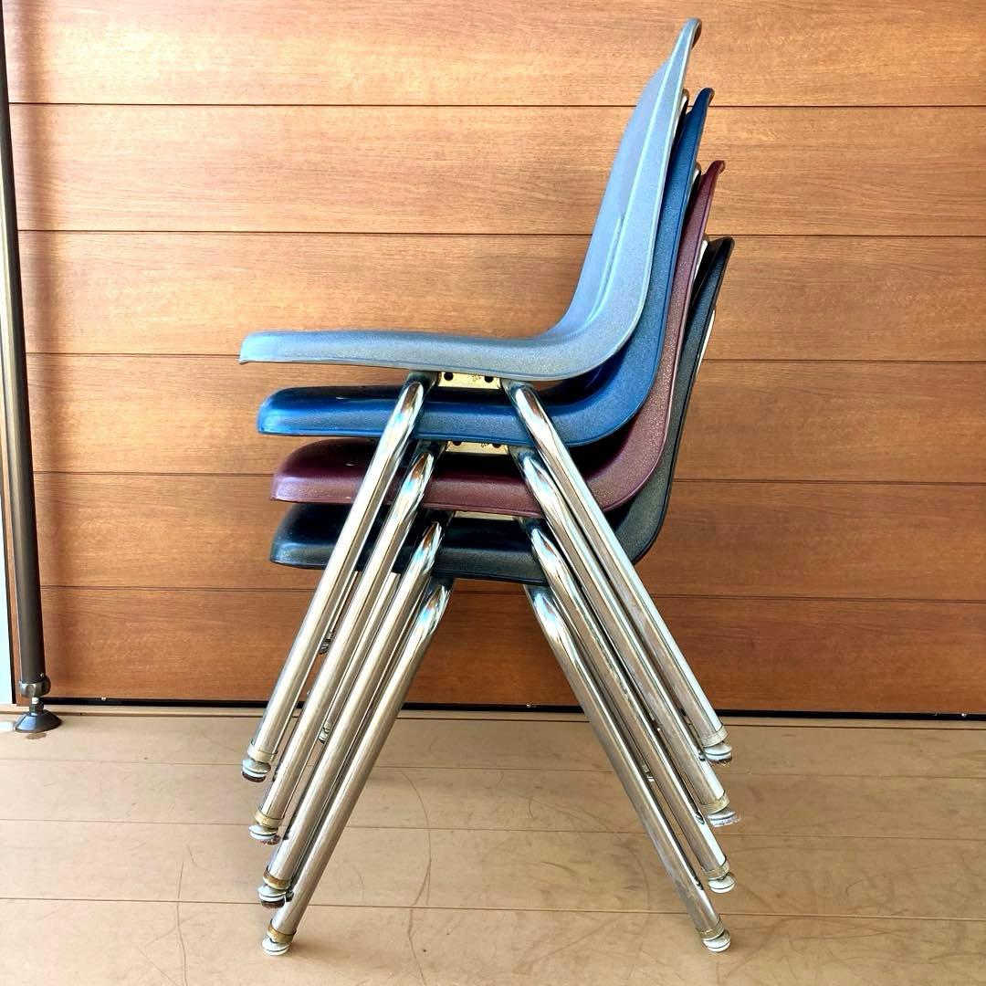 【Tks】①VIRCO社製 スタッキングチェア 4脚セット