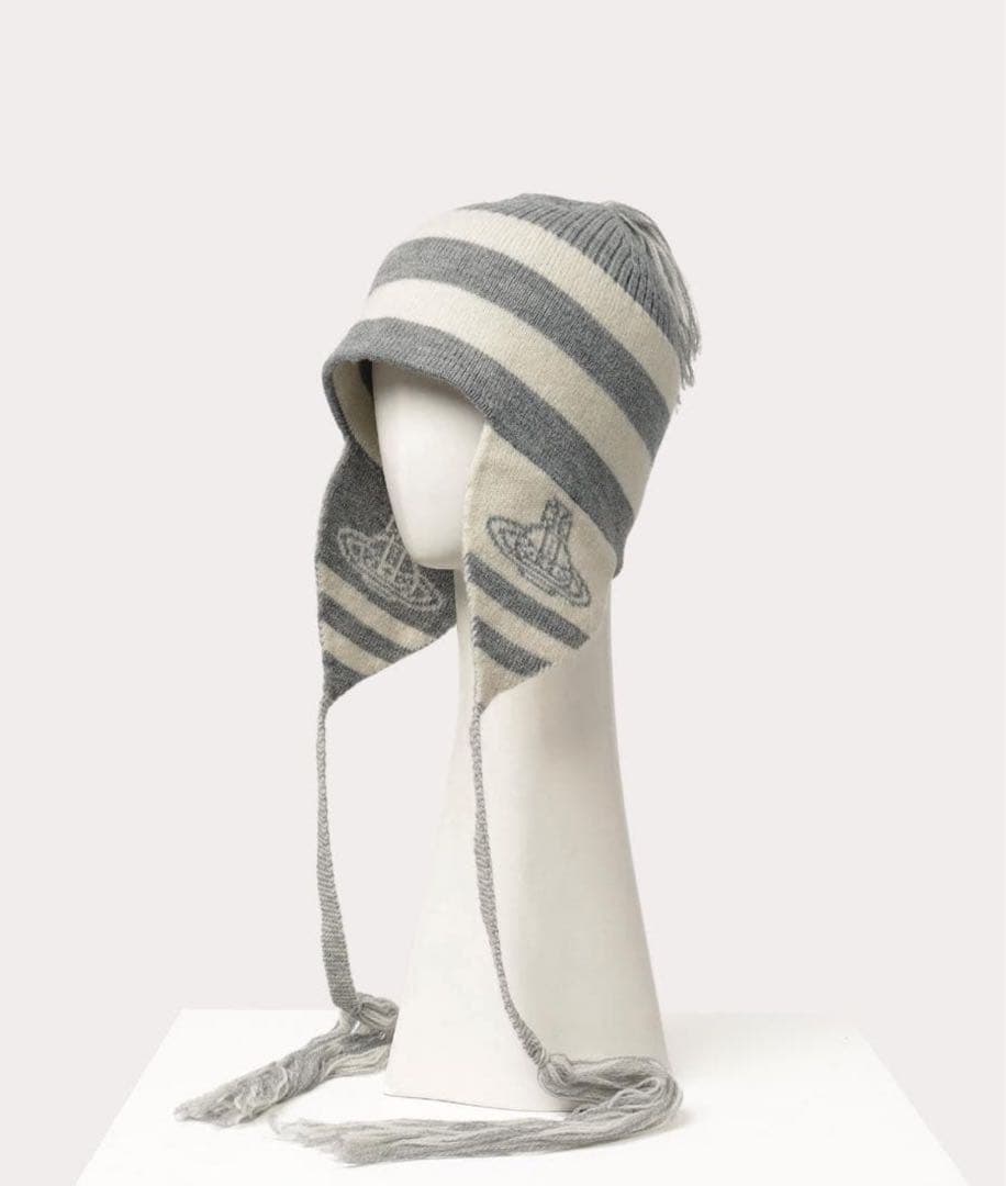 【希少】VivienneWestwood ポンポン耳当て付ボーダー ニット帽 Vivienne Westwood ボーダーニット帽 耳当て 希少】VivienneWestwood