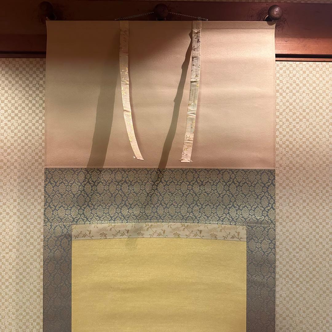 真作】掛軸 小川朝陽 菊 聖画会 共箱入