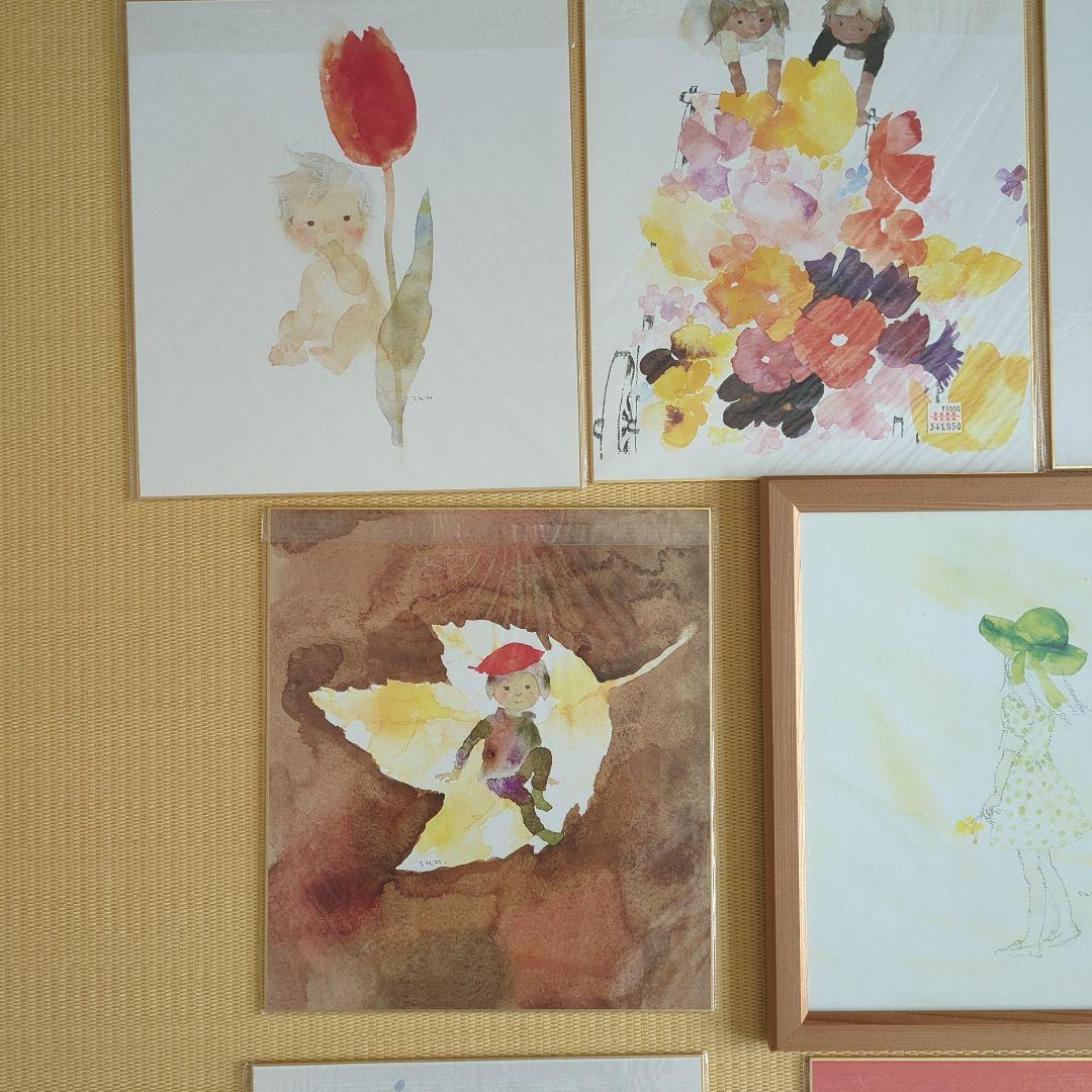 いわさきちひろ 色紙10枚セット 木製フレーム付き