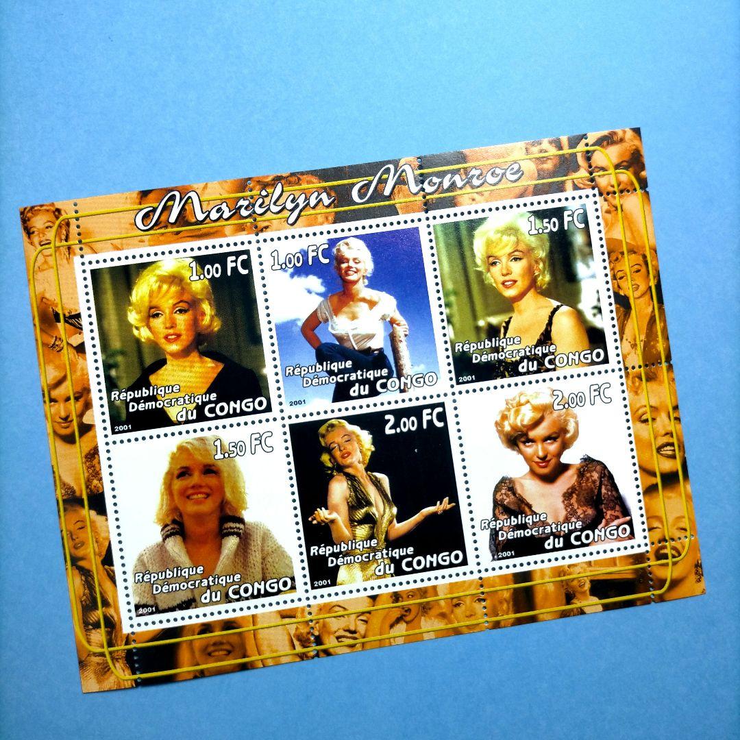 3015 外国切手 コンゴ民主 2001年 マリリンモンロー 6面入りシート3種 3015