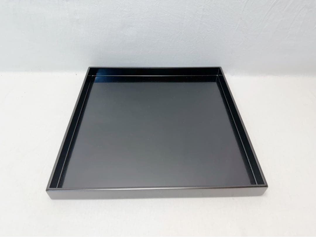 未使用 懐石道具 塗師 桂寬作 木製黒真塗 懐石膳 5客揃 会席膳 四方膳 共箱