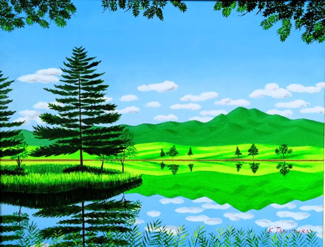 ☆知床の湖・肉筆油彩画・F6キャンバス