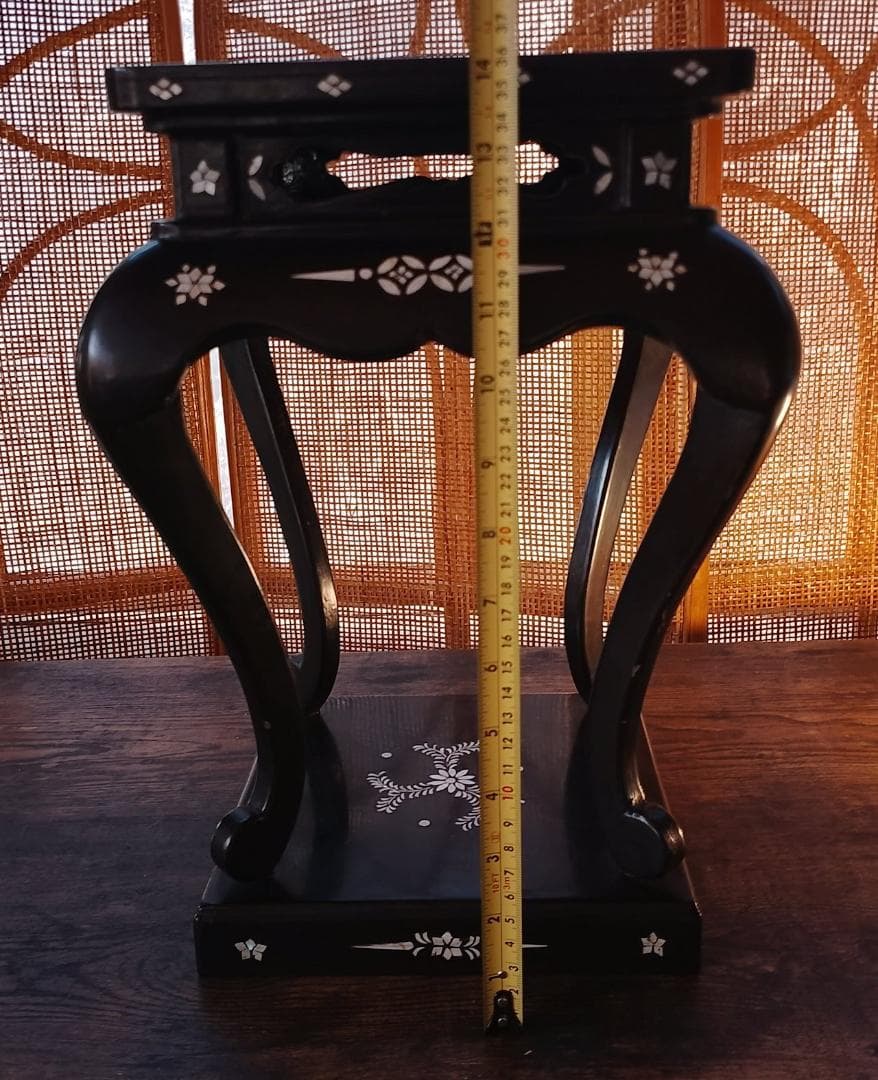 螺鈿人物風景文 卓上花台 昭和期 和工芸 飾り台