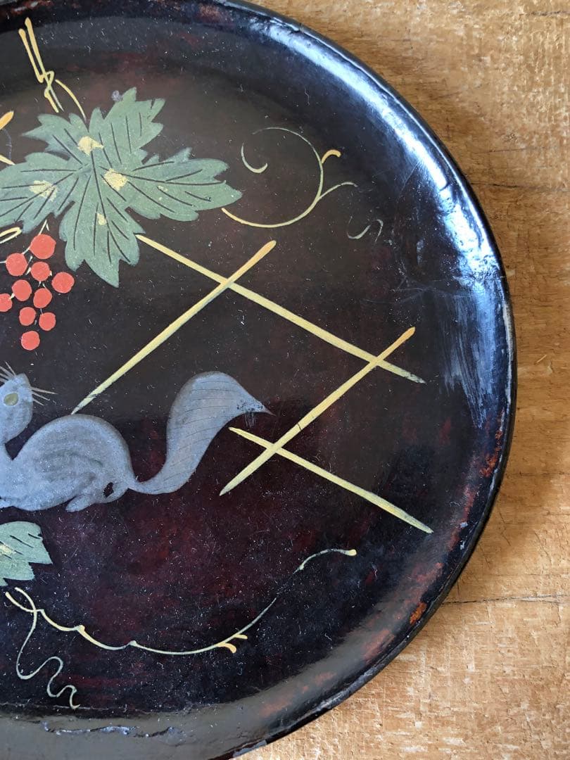 葡萄栗鼠 浄法寺塗 会津塗 木皿 銘々皿 古民藝