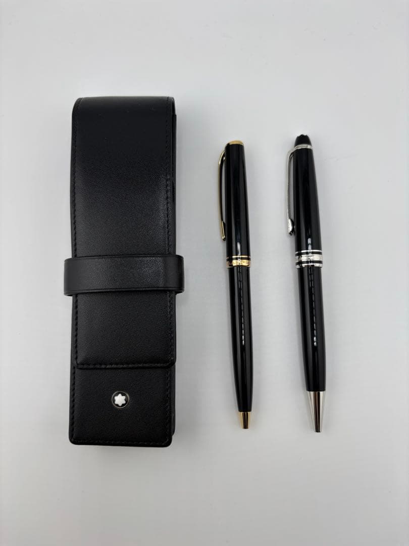 【美品】モンブラン Montblanc ボールペン2本＋レザーケース セット 低価，豊富な】 モンブラン Montblanc ボールペン2本＋レザーケース