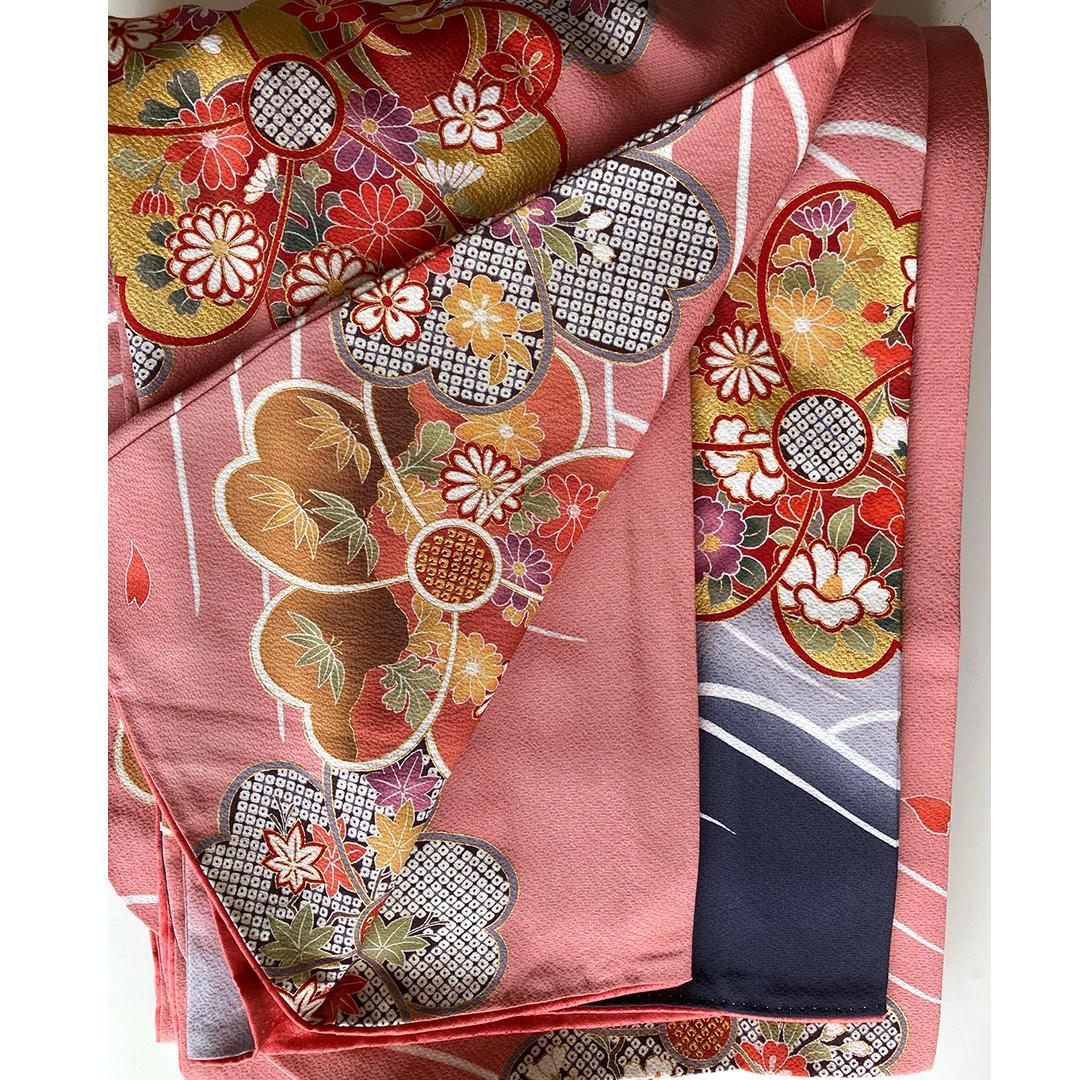 成人式振袖4点セット＋オマケピンク桃色振袖帯揚げ帯締め重ね衿PM27