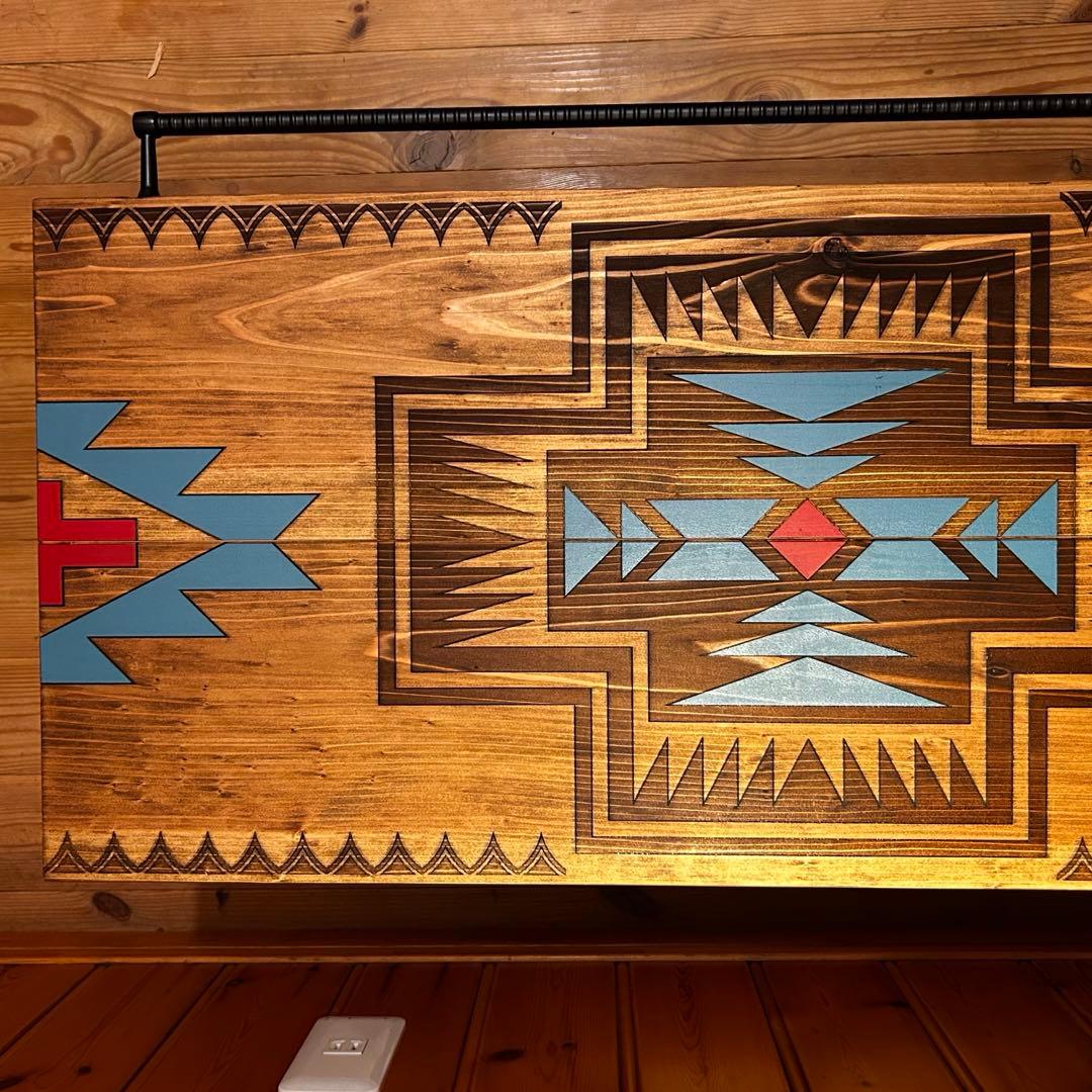 No.564 アイアンローテーブル オルテガテーブル ネイティブ柄